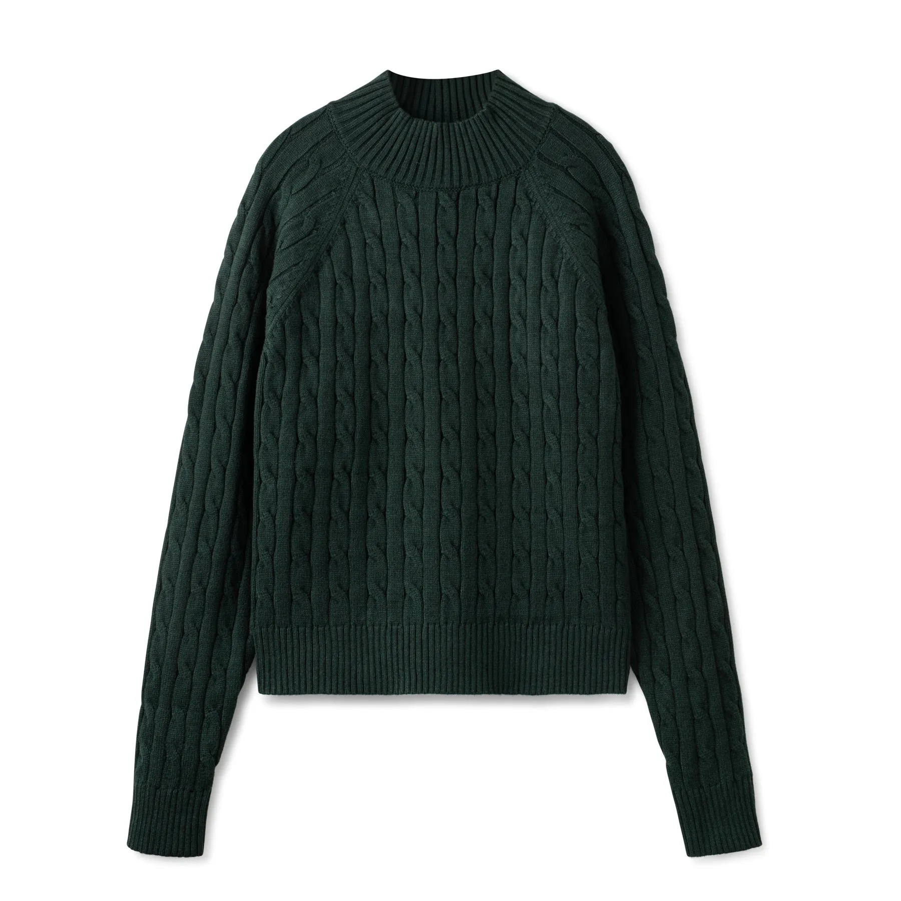 Cable Knit Turtleneck In: Hunter Green