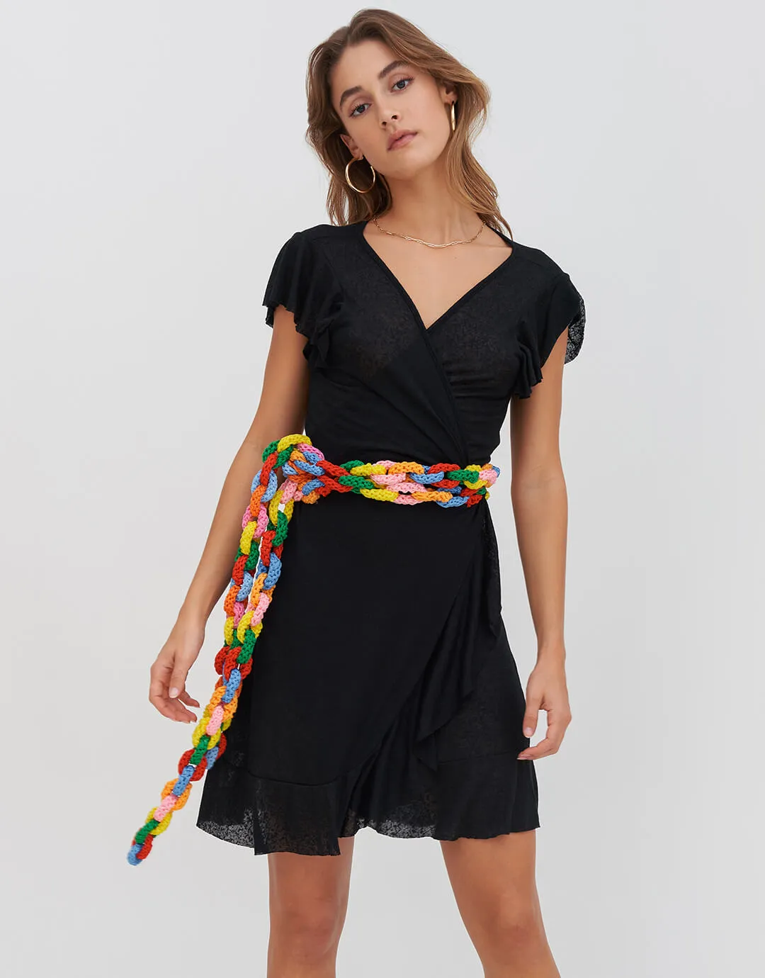 Chain Wrap Dress - Black