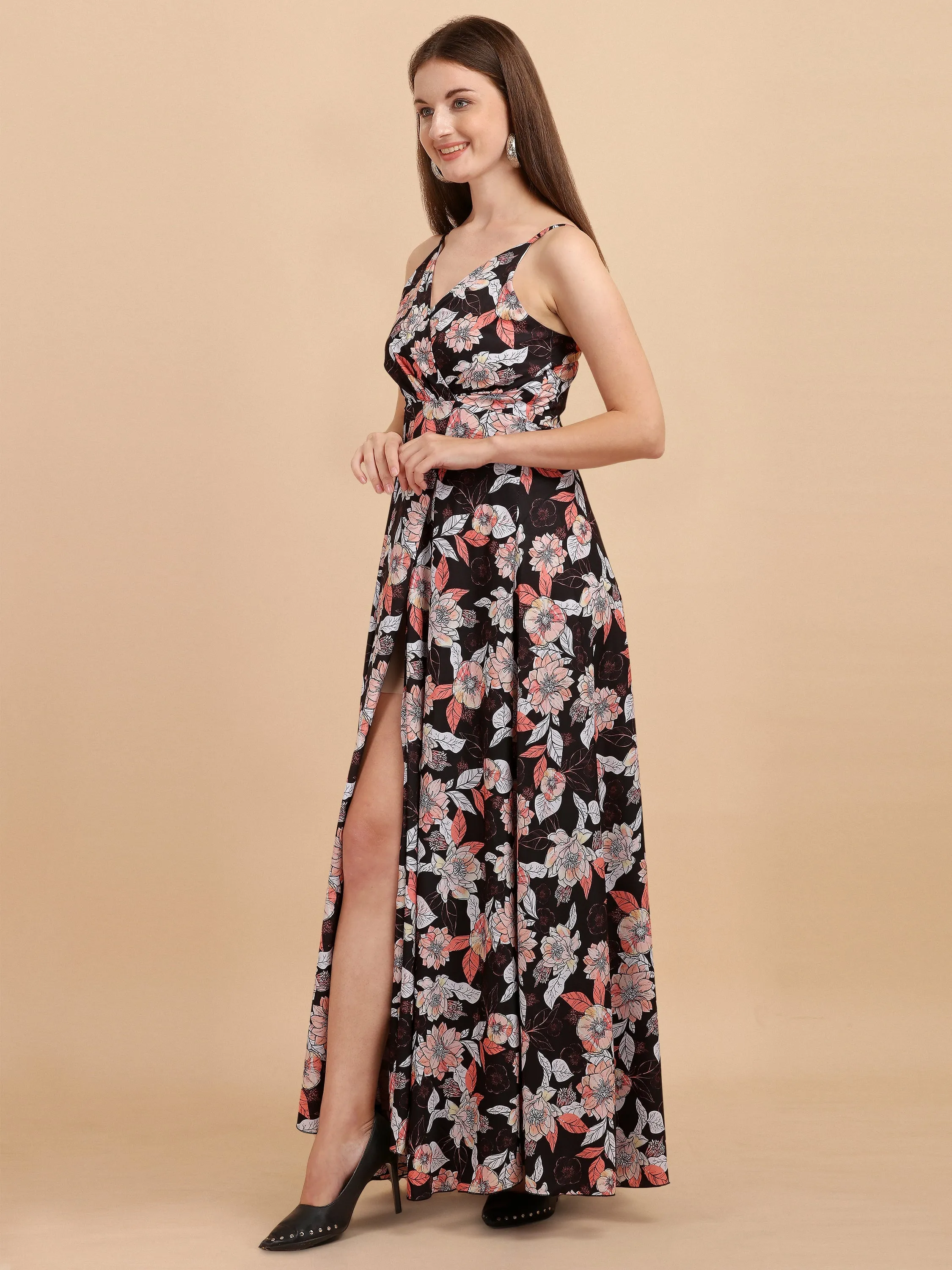 Charming Floral Wrap Maxi Dress