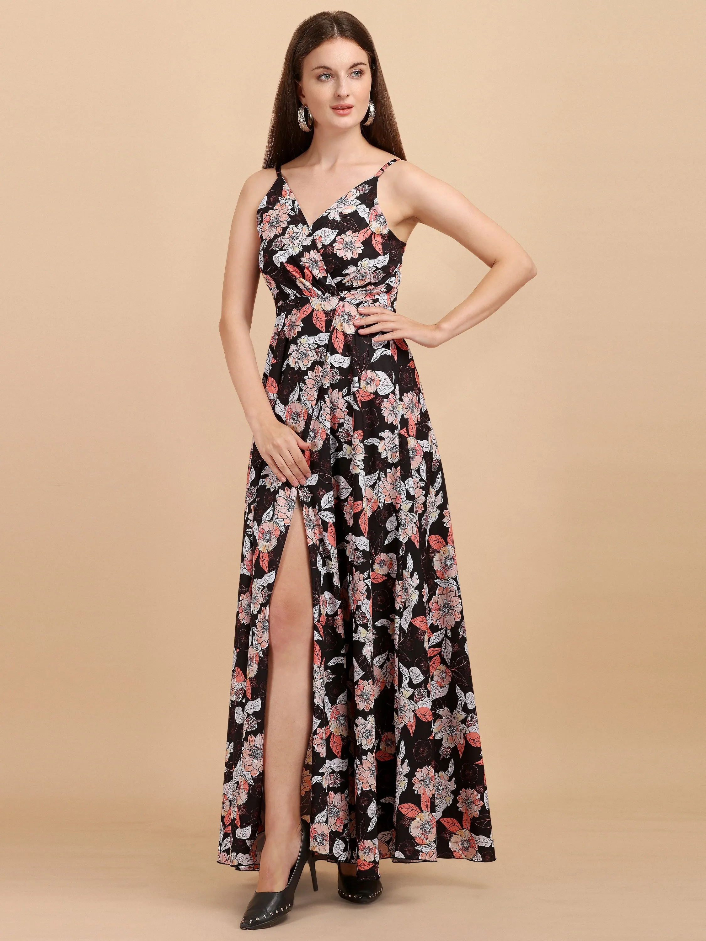 Charming Floral Wrap Maxi Dress