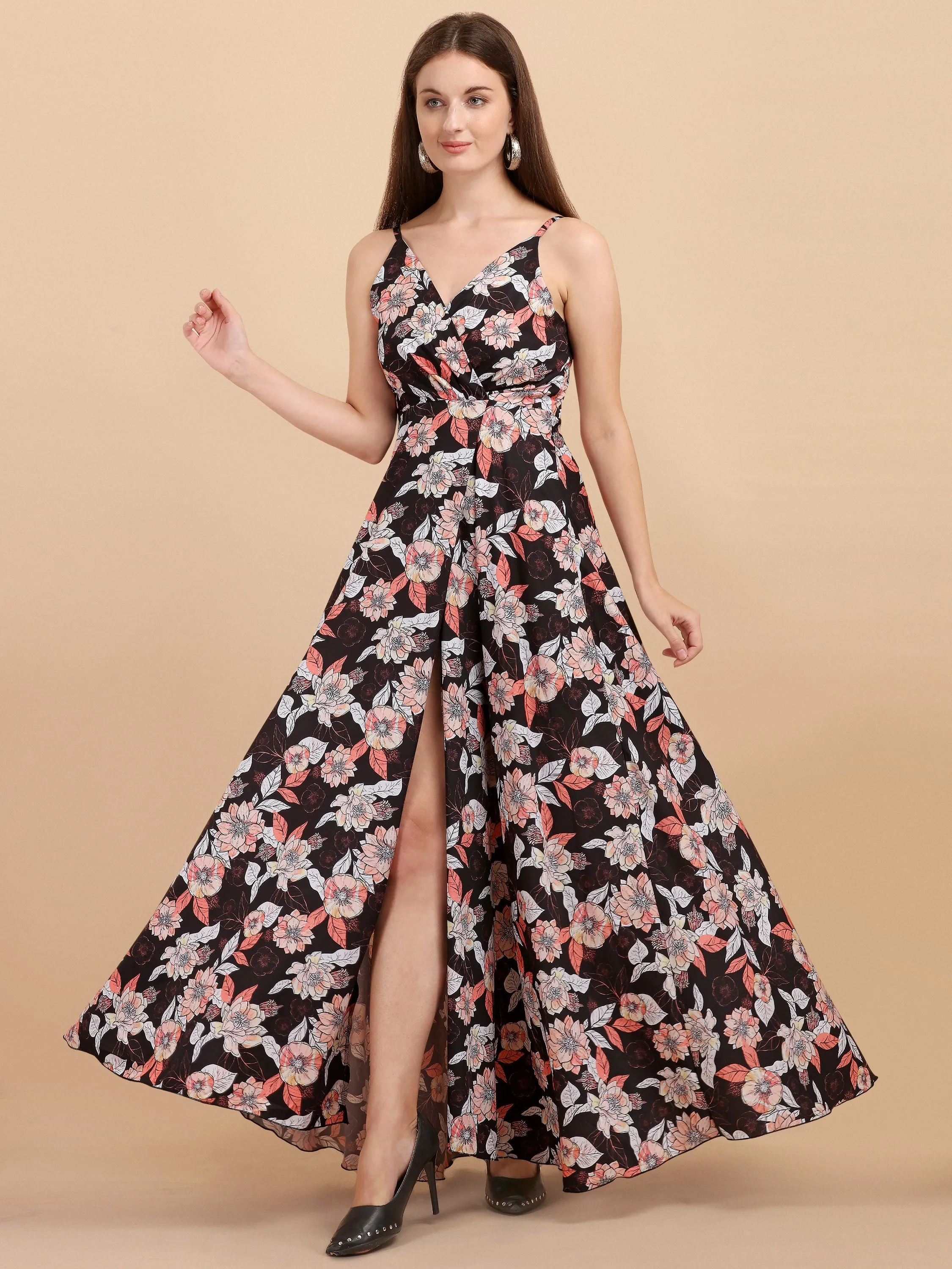 Charming Floral Wrap Maxi Dress