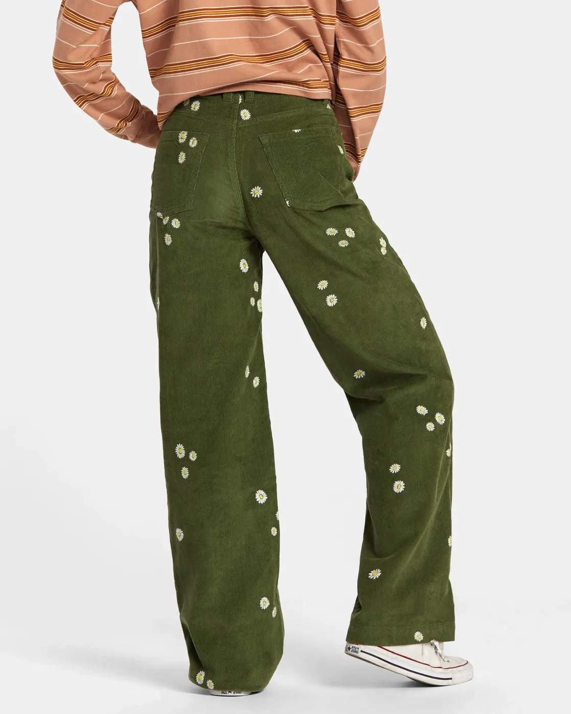 Coco Embroidered Wide Leg Pants - Leaf