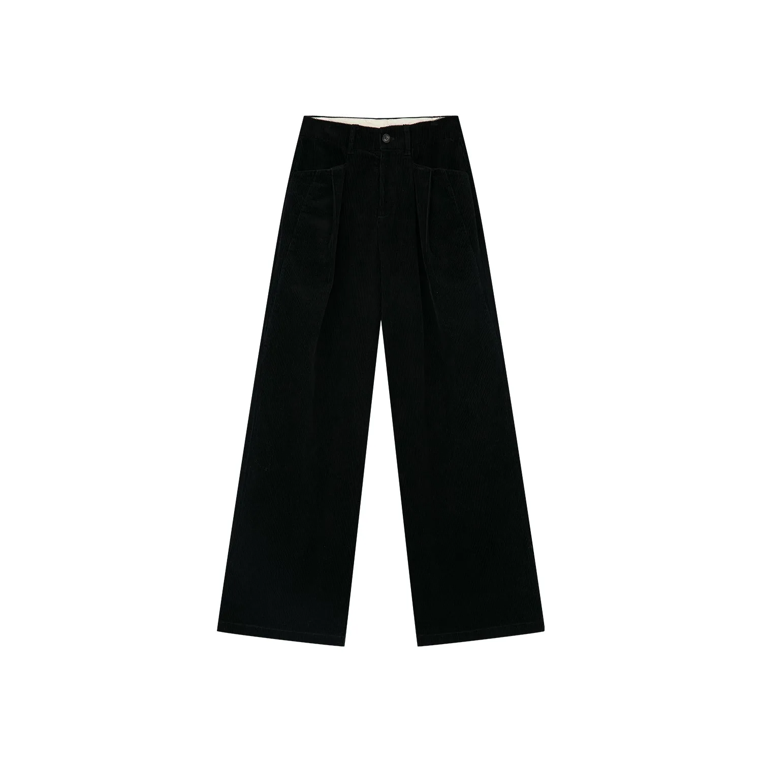 Corduroy double-pleated wide-leg pants