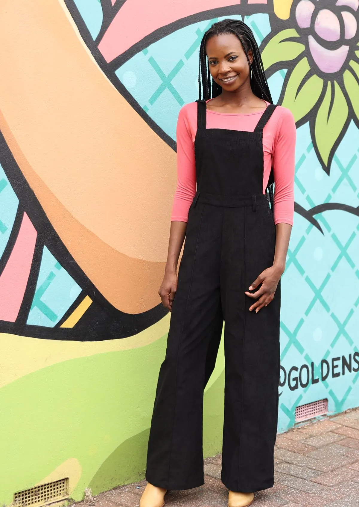 Corduroy Overalls Black