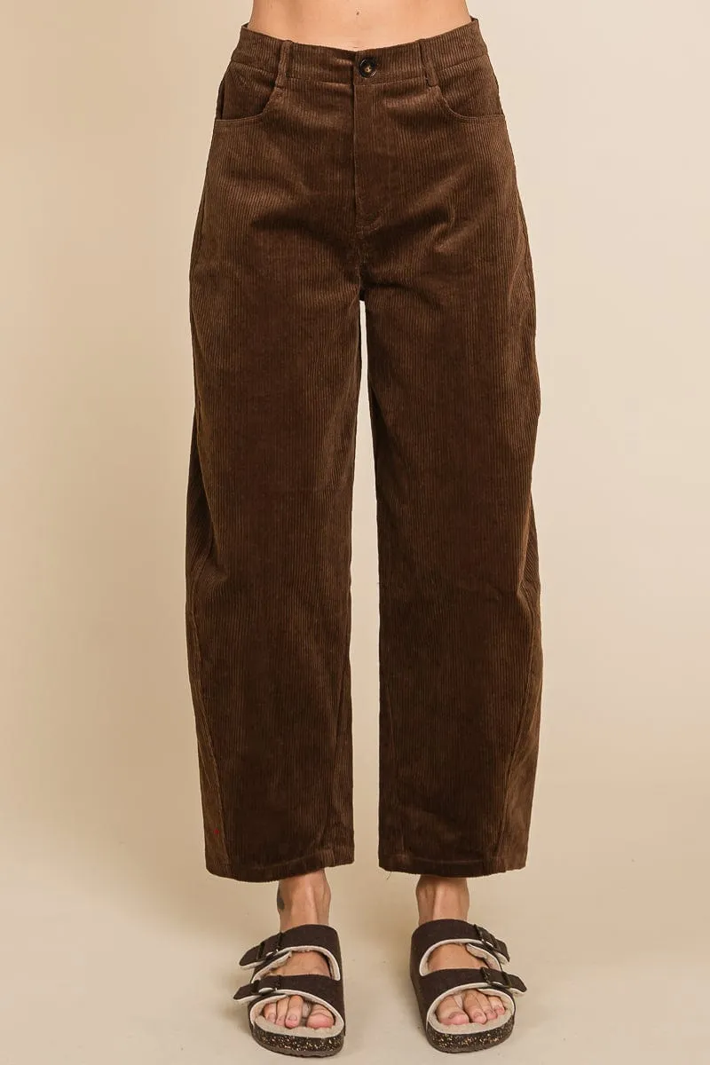 Corduroy Wide Leg Horseshoe Relaxed Fit Pants