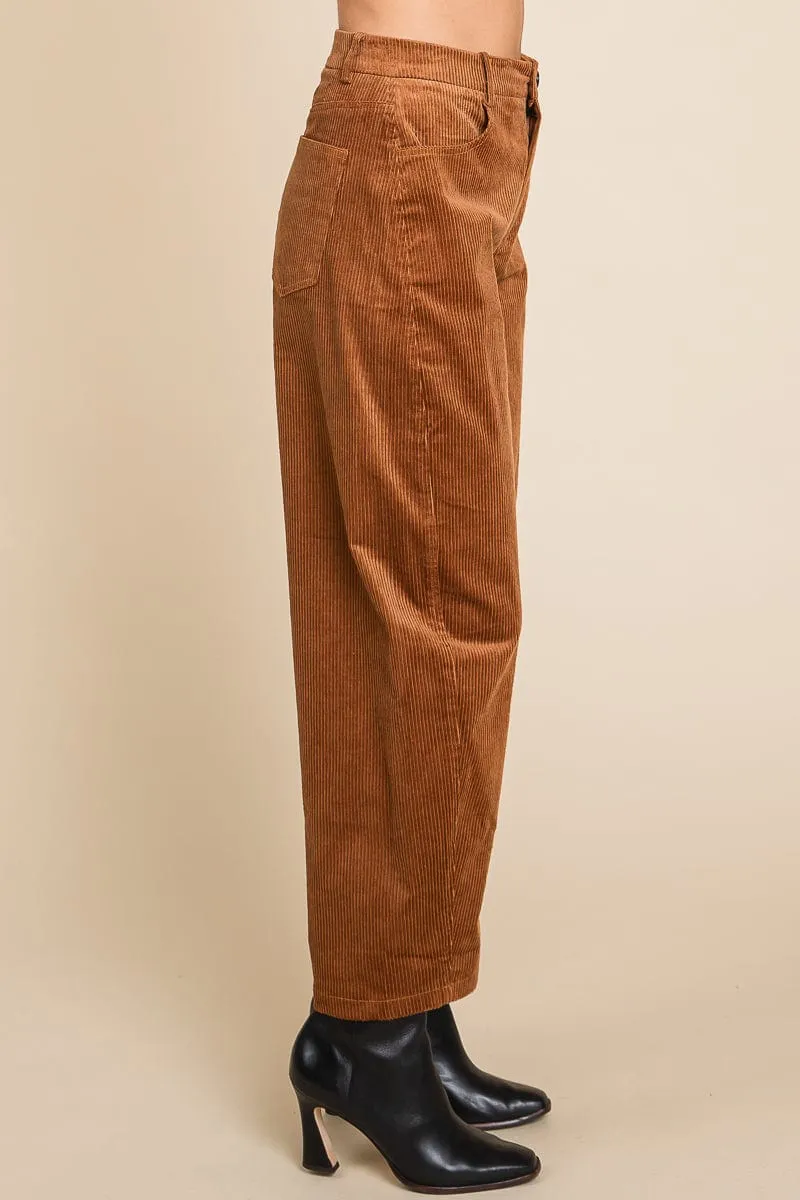 Corduroy Wide Leg Horseshoe Relaxed Fit Pants