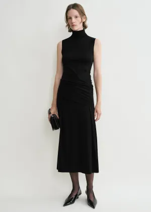 Draped knit dress black