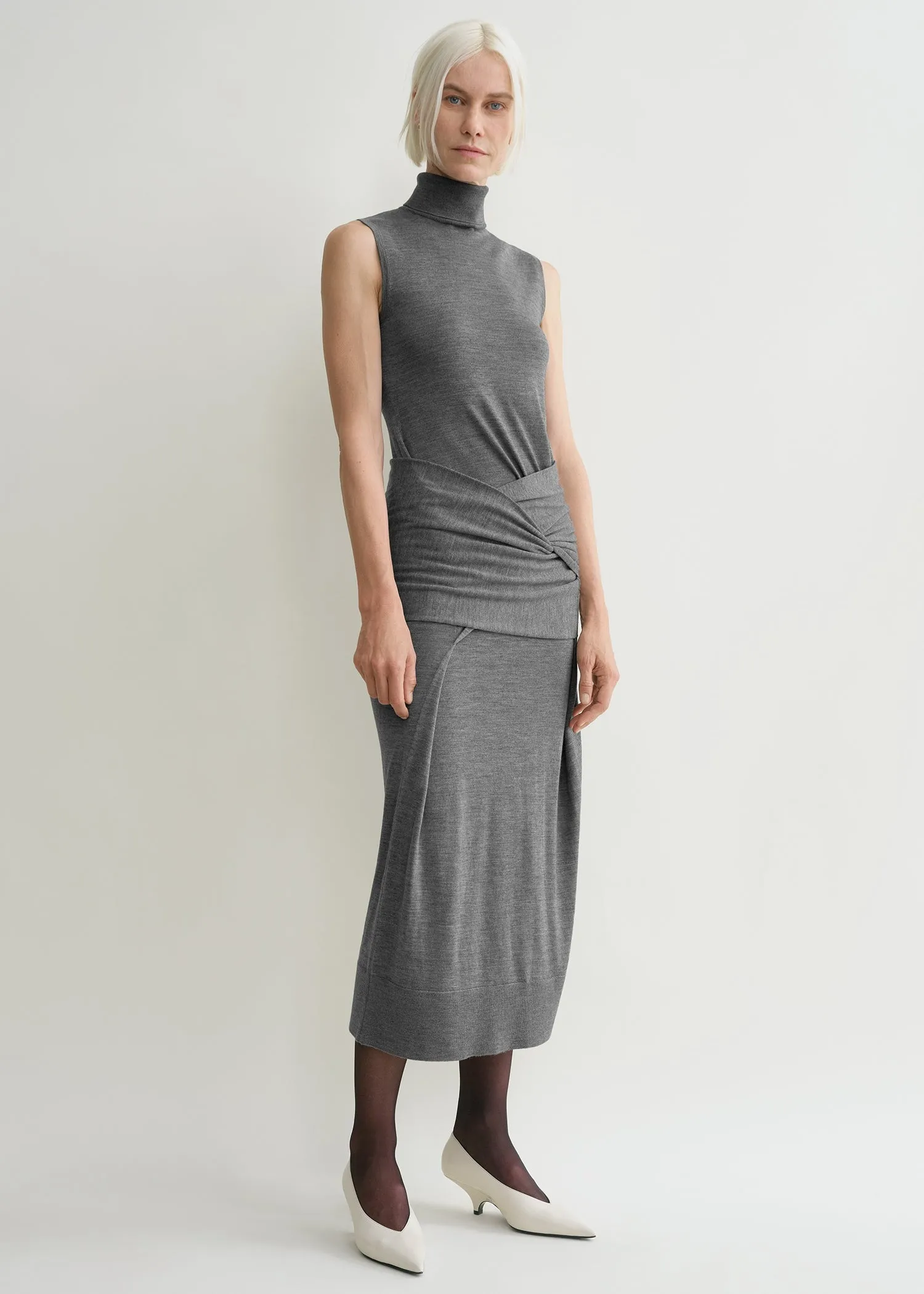 Draped knit dress grey melange