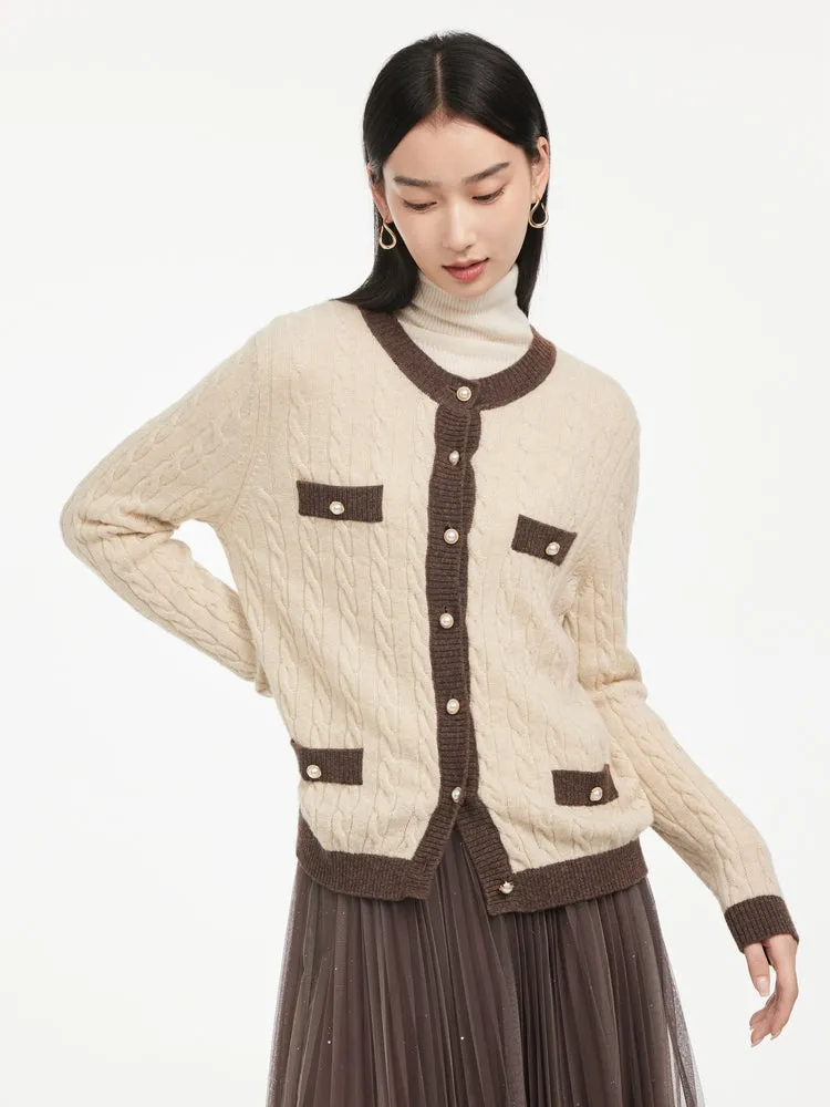 EP YAYING Trimmed Knitted Cardigan