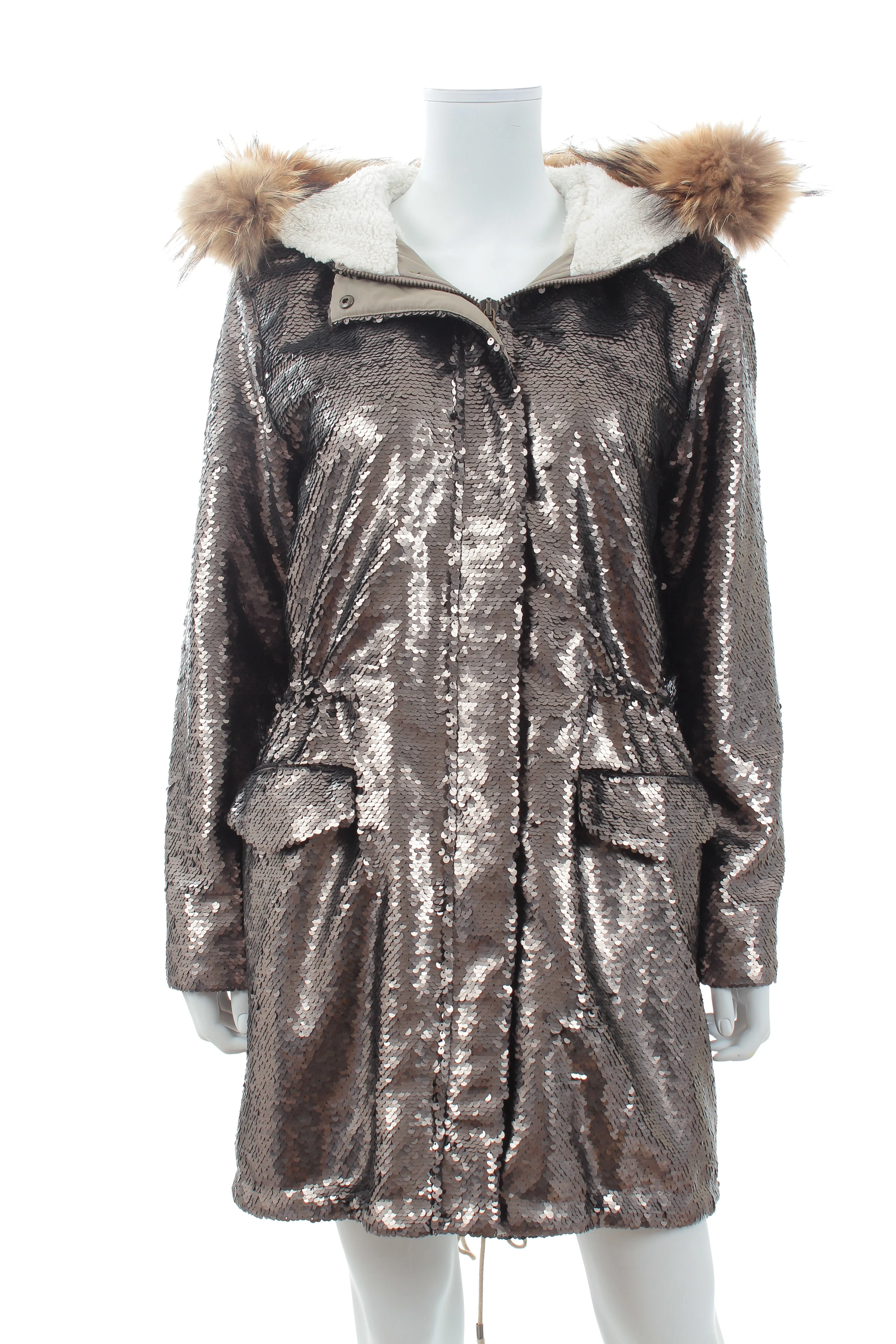 Ermanno Scervino Sequin-Embellished Parka Coat