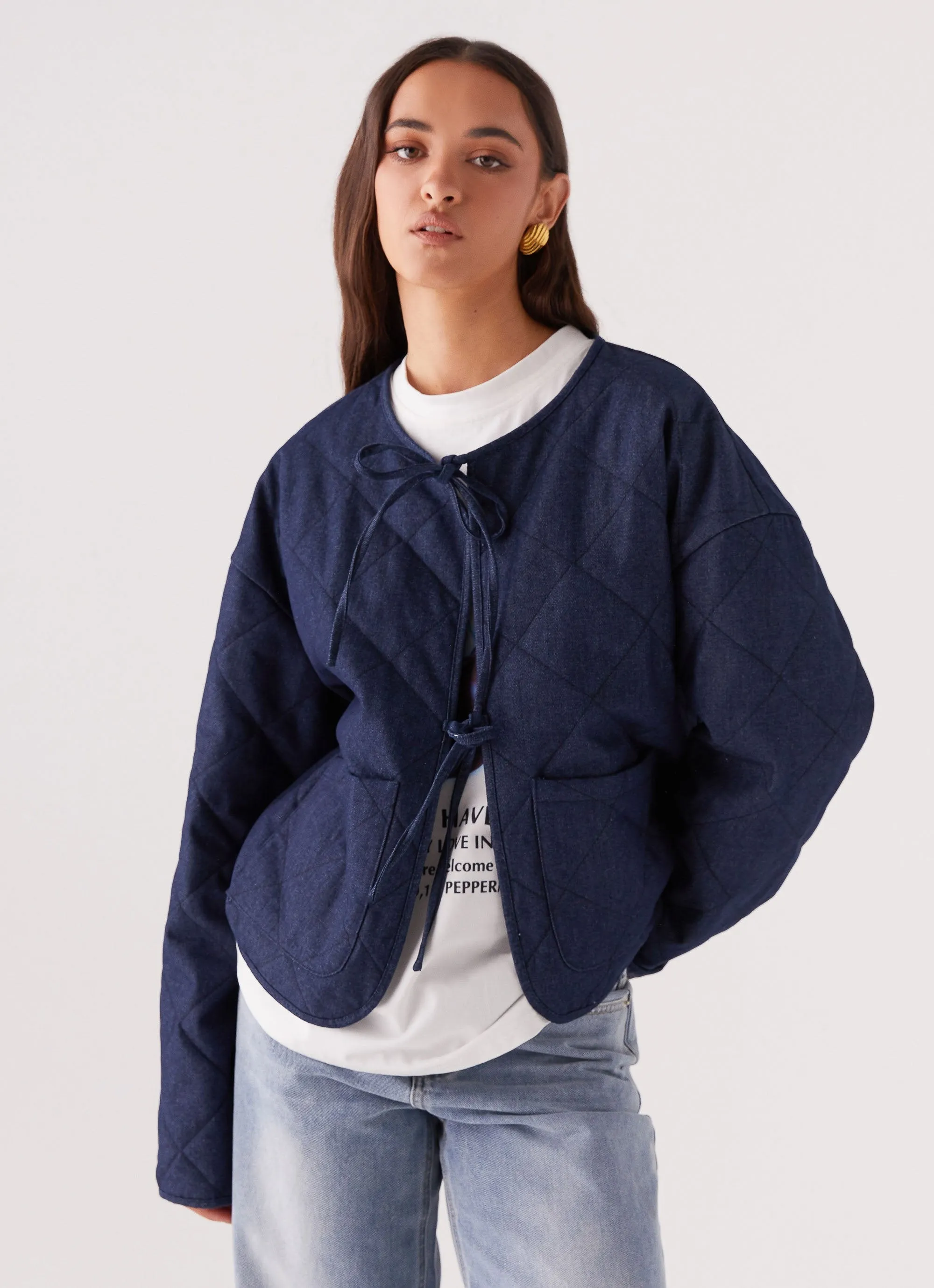 Faded Fall Quilted Jacket - Vintage Blue Wash