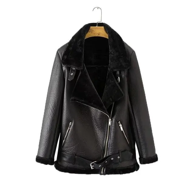 Faux Fur Leather Women Jacket