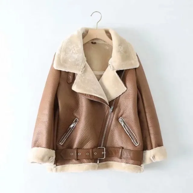 Faux Fur Leather Women Jacket