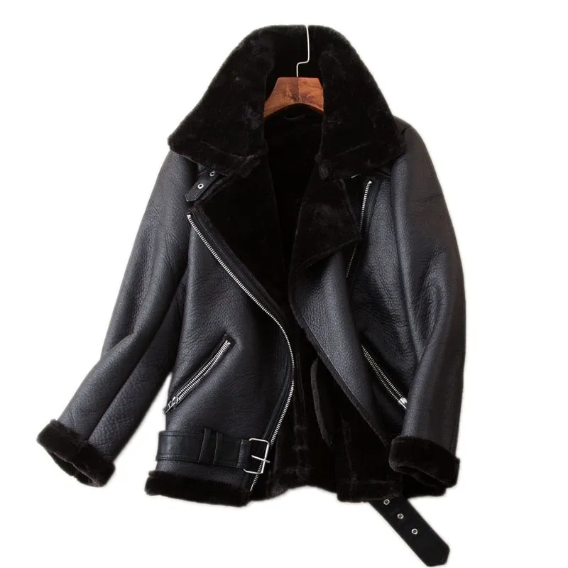 Faux Fur Leather Women Jacket