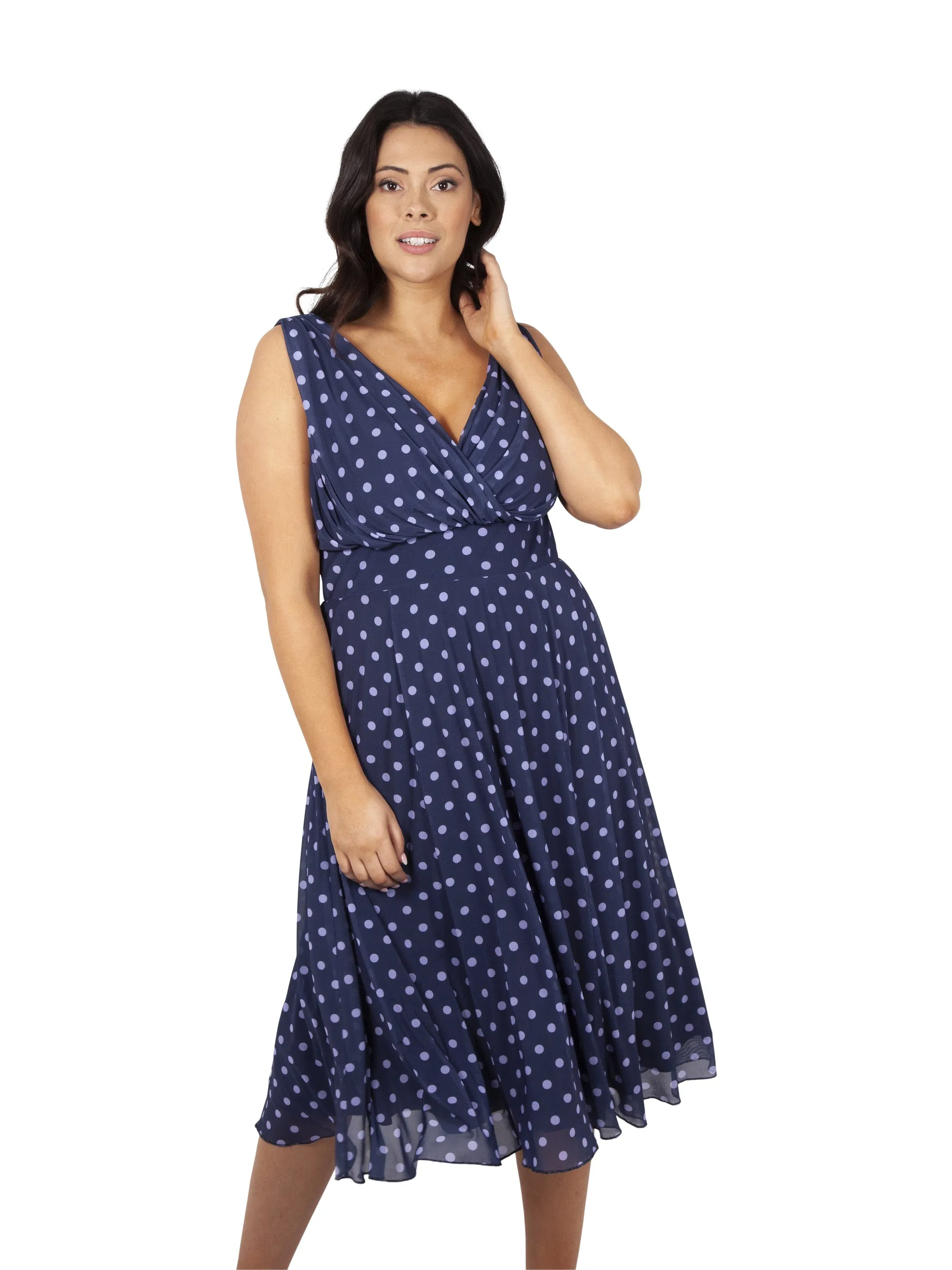 Freya Blueberry and Lilac Spot Midi Dress