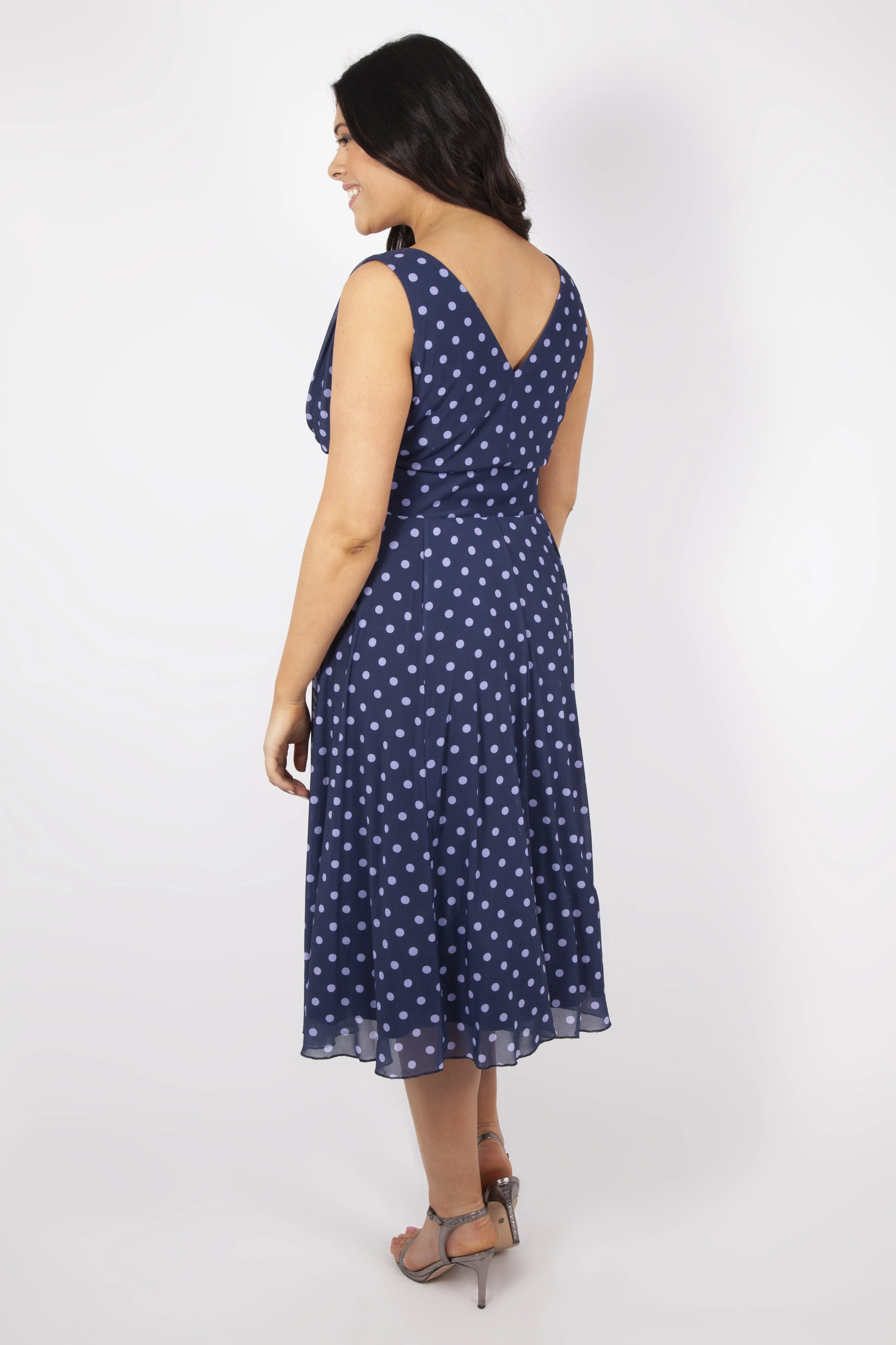 Freya Blueberry and Lilac Spot Midi Dress