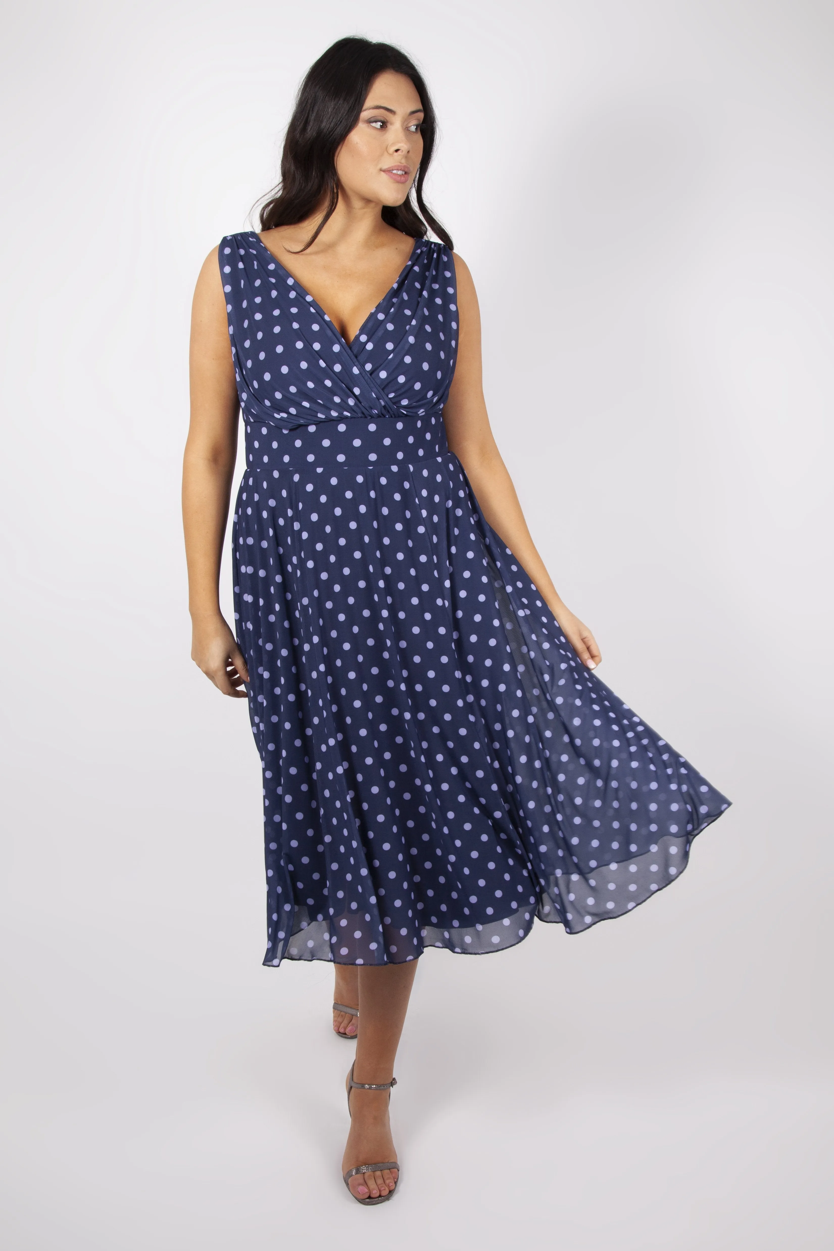 Freya Blueberry and Lilac Spot Midi Dress