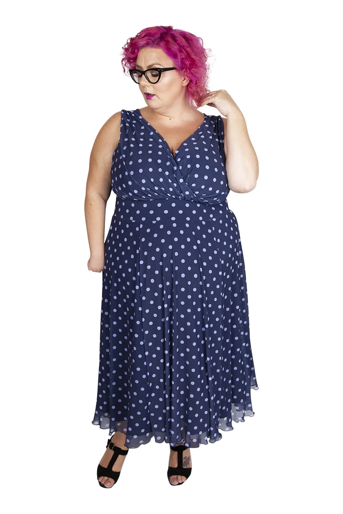 Freya Blueberry and Lilac Spot Midi Dress