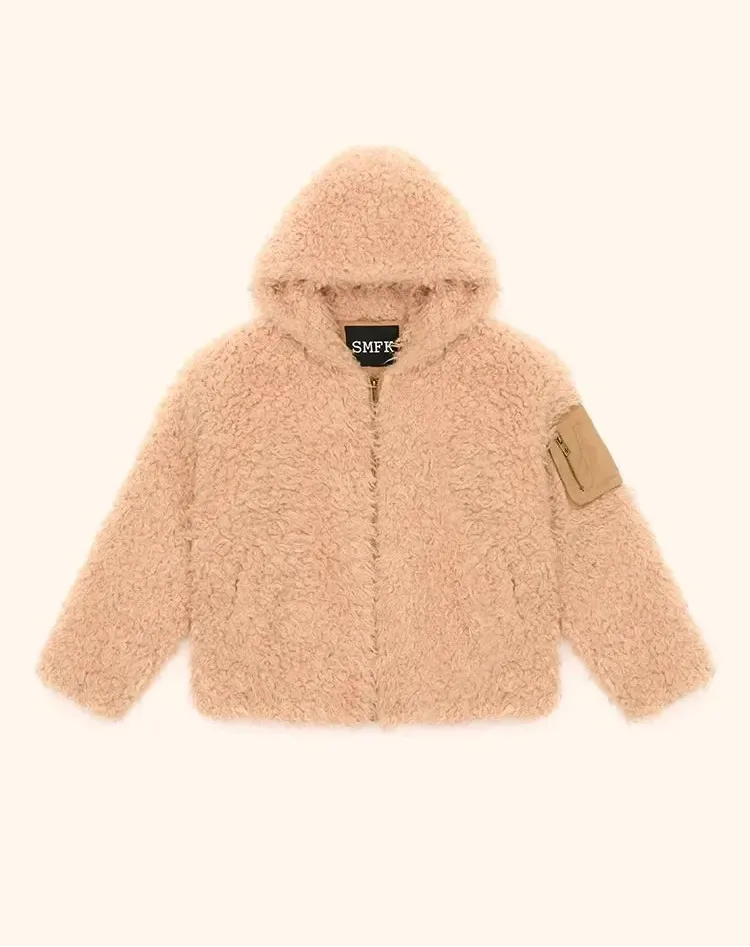 Georgia Teddy Fleece Fur Hoodie Thick Warm Jacket