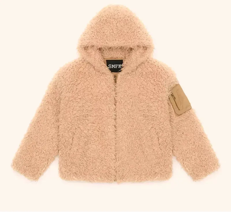 Georgia Teddy Fleece Fur Hoodie Thick Warm Jacket