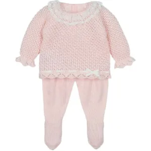 Girls 2 Piece Pink Knitted Set