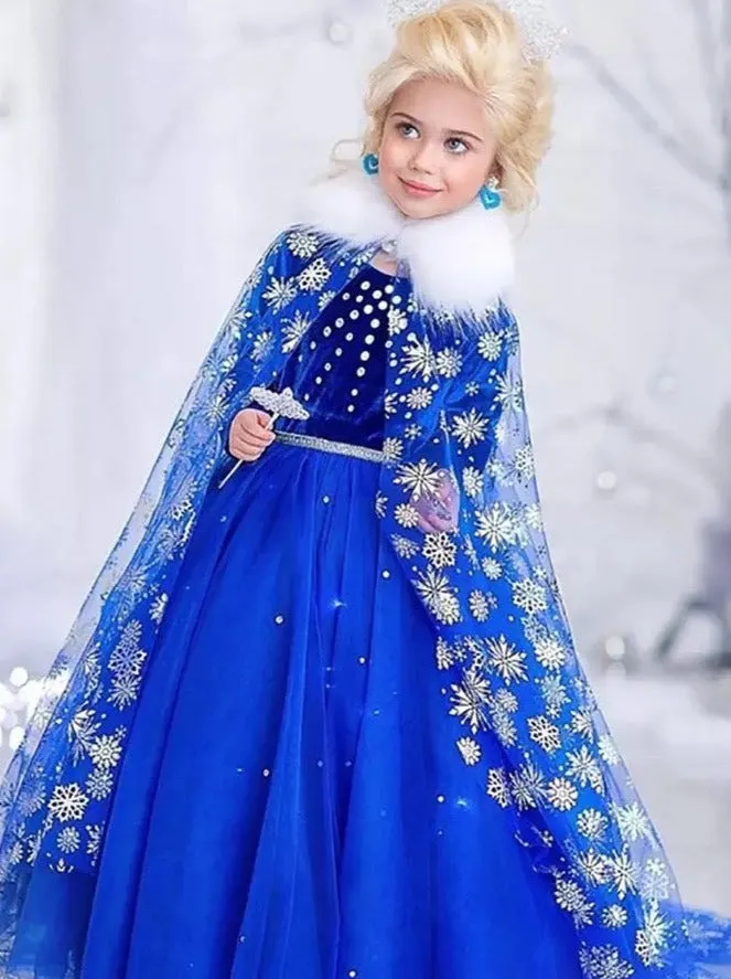 Girls Deluxe Frozen Inspired Elsa Costume Dress Set