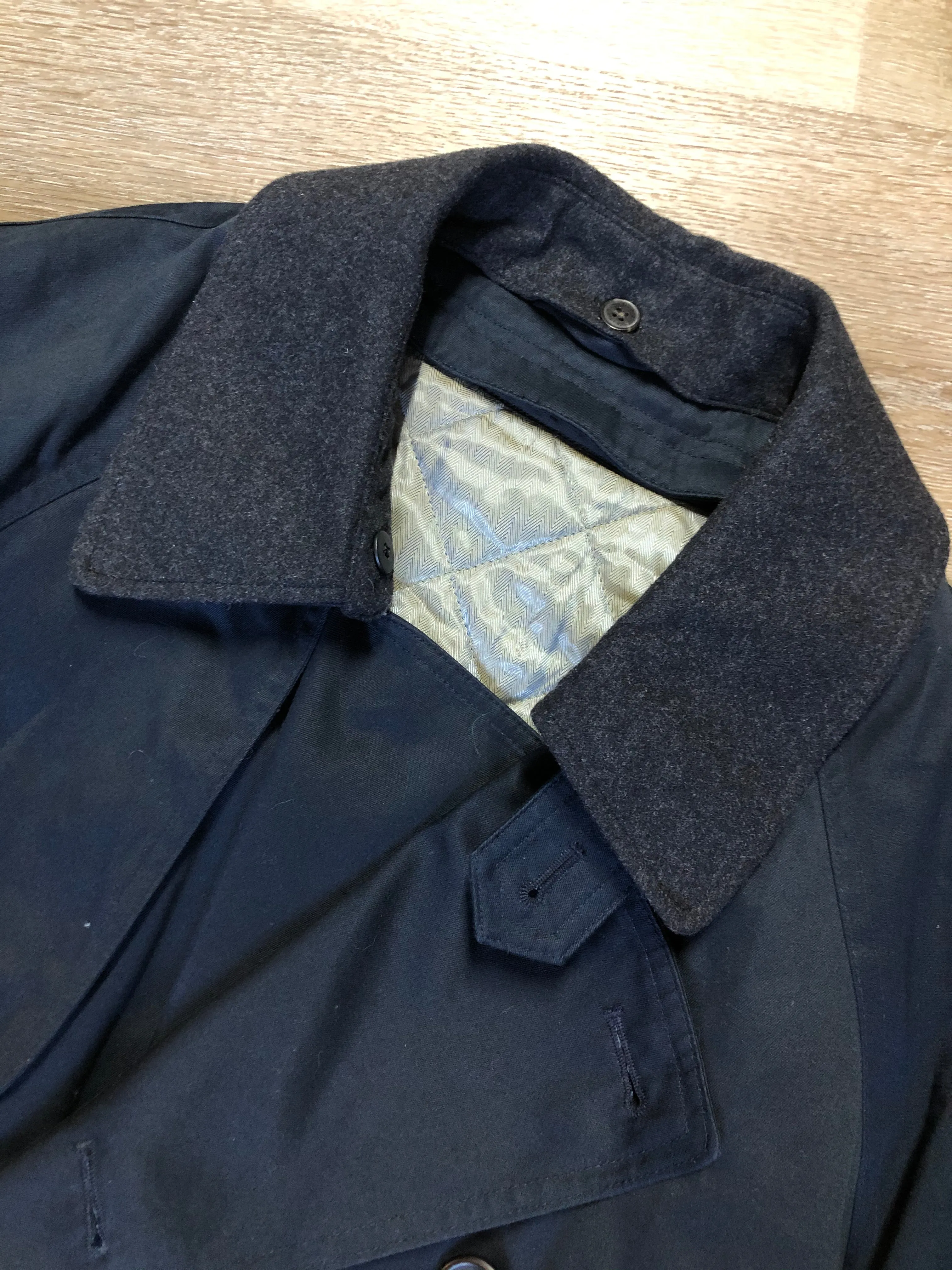 Hart Schaffner Marx 'Barrington' Navy Blue Trench Coat with Wool Lining 40R