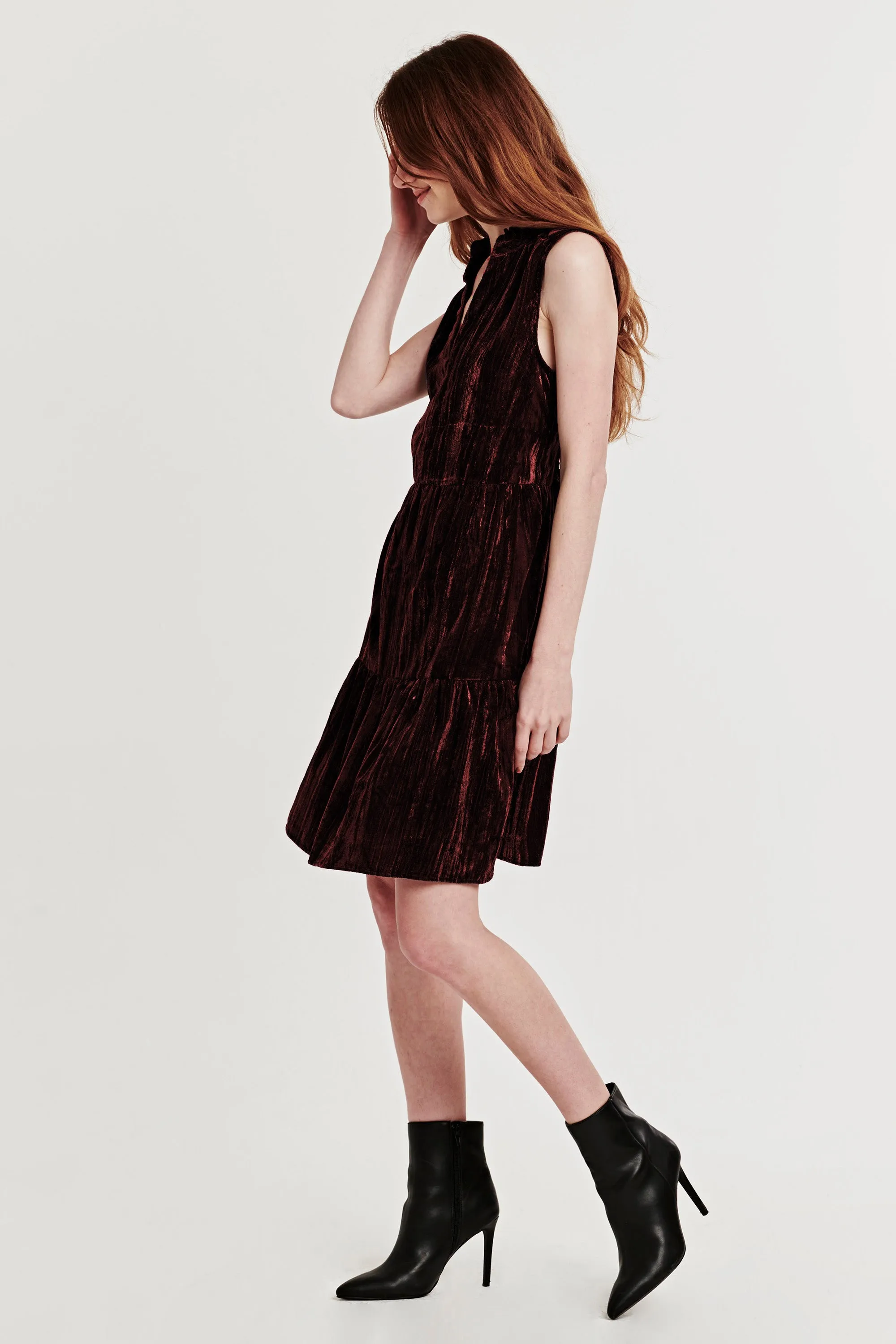 HELENA SLEEVELESS DRESS CHERRY MARMALADE VELVET