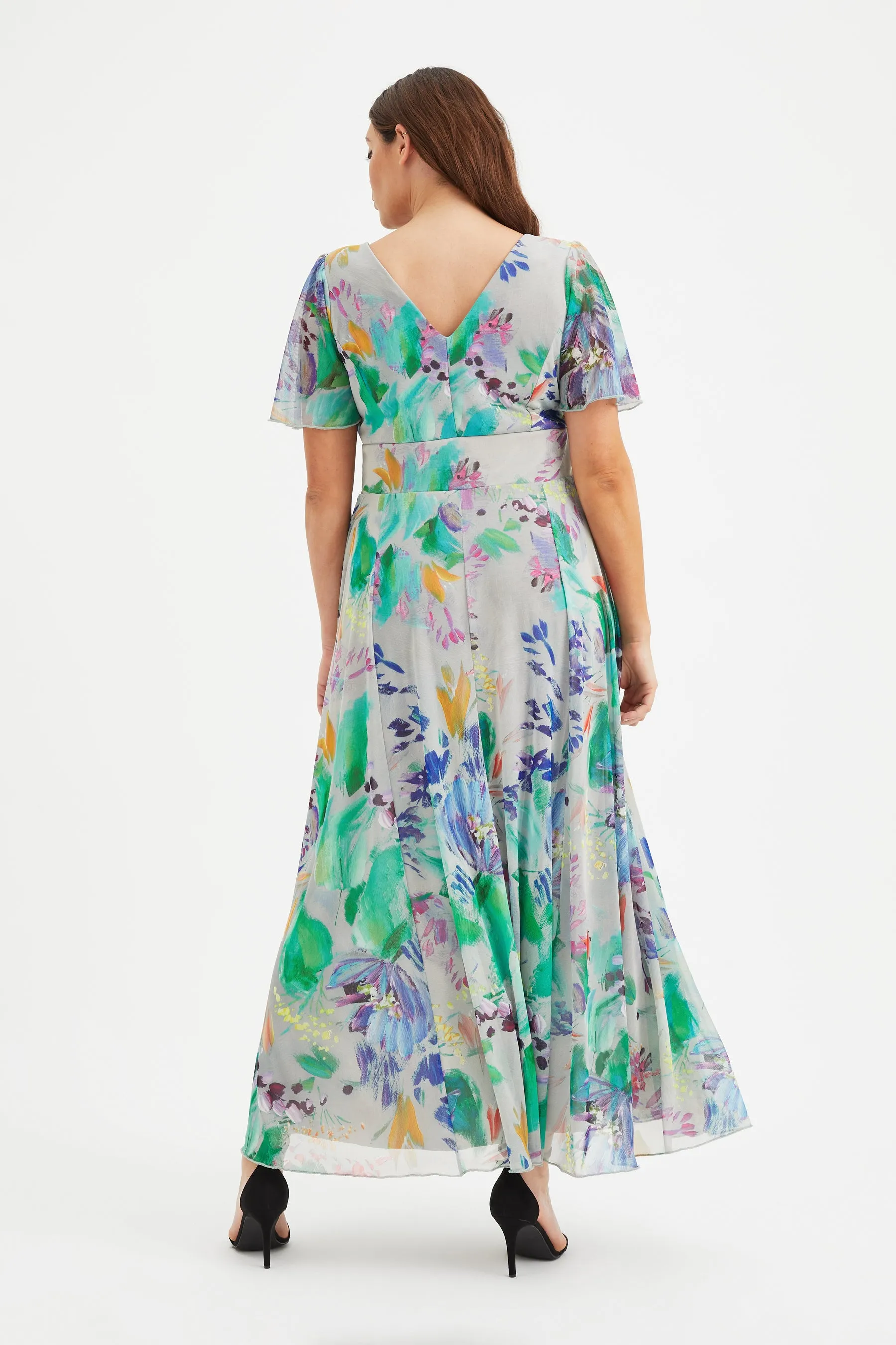 Isabelle Green Blue Float Sleeve Maxi Dress