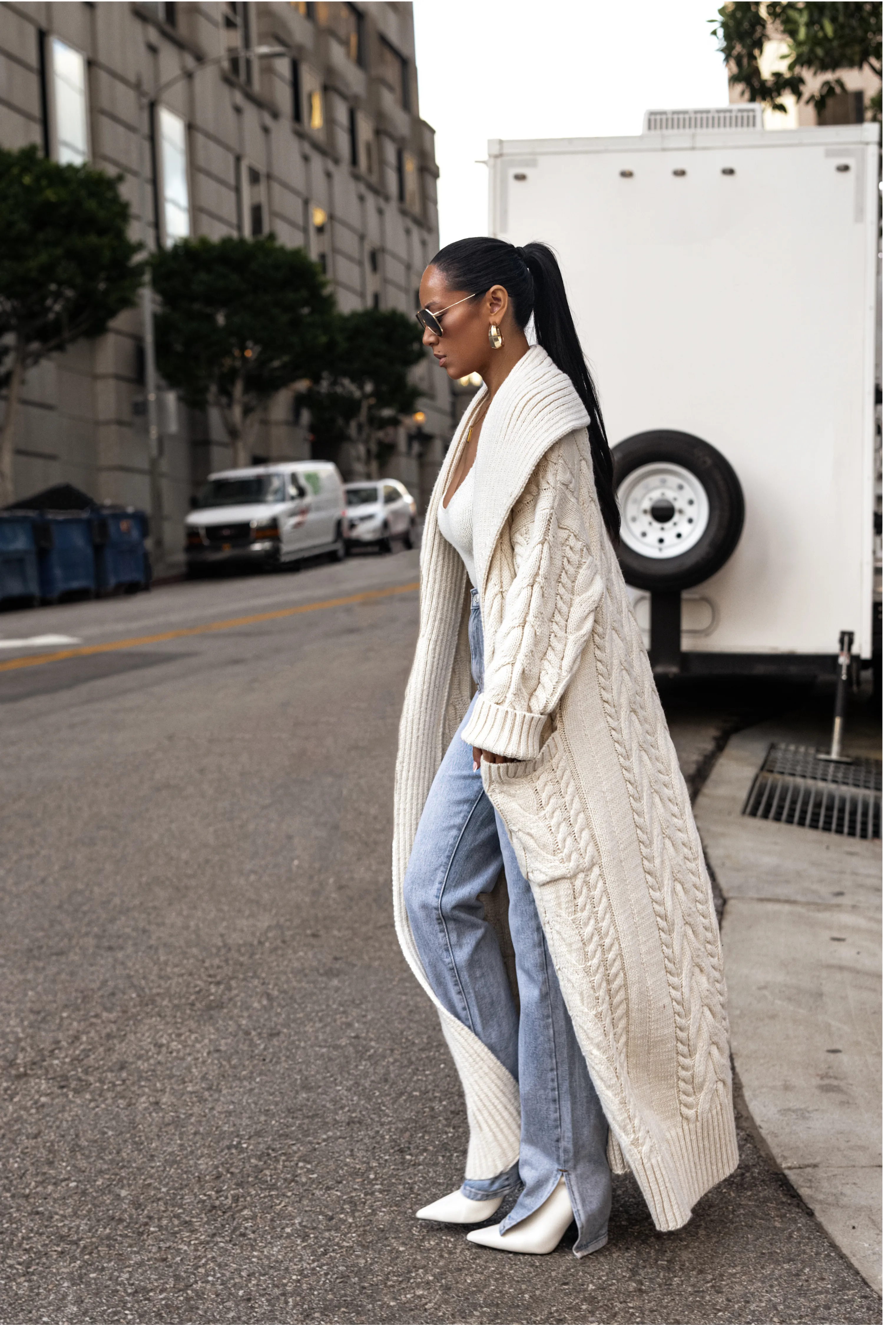 Ivory Upstate Cable Knit Cardigan