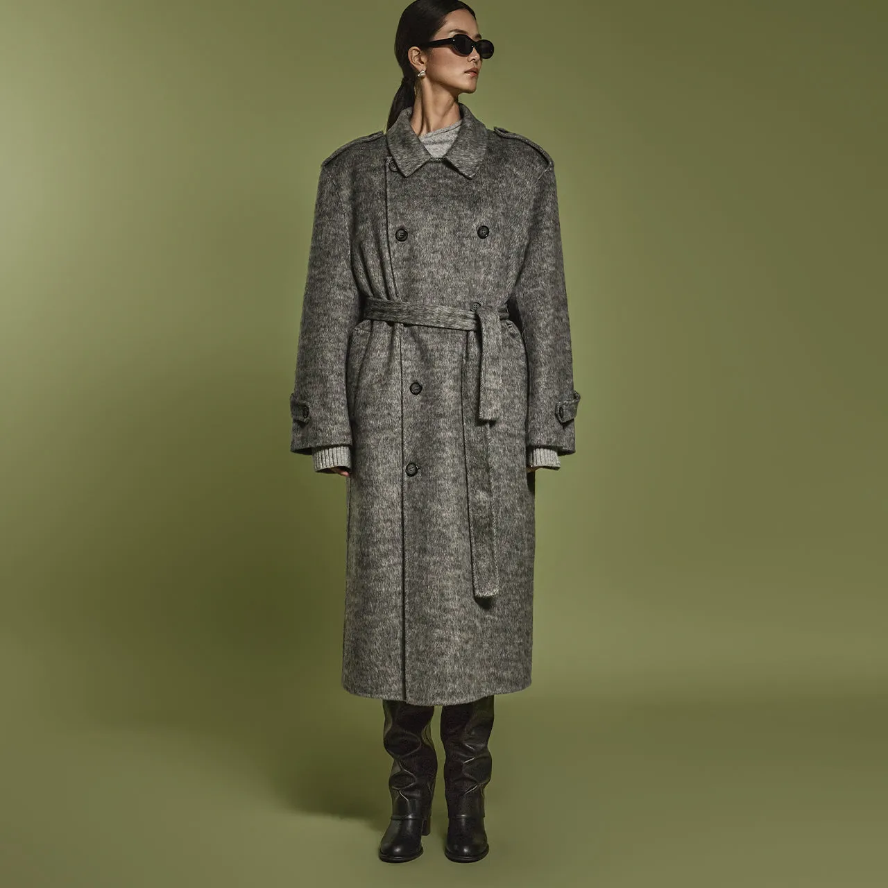 J2454 Wool Trench With Belt