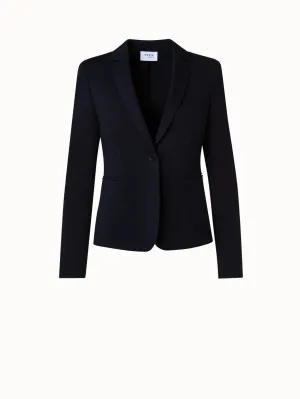 Jersey Blazer with Faux Leather Collar