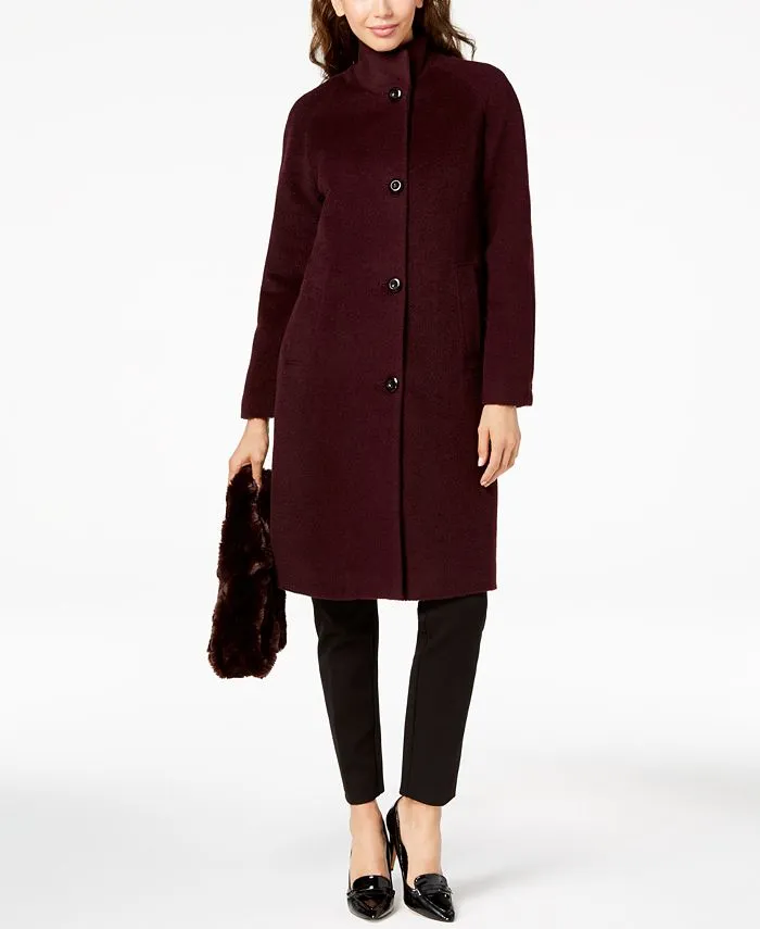 Jones New York Petite Faux-Fur-Scarf Walker Coat