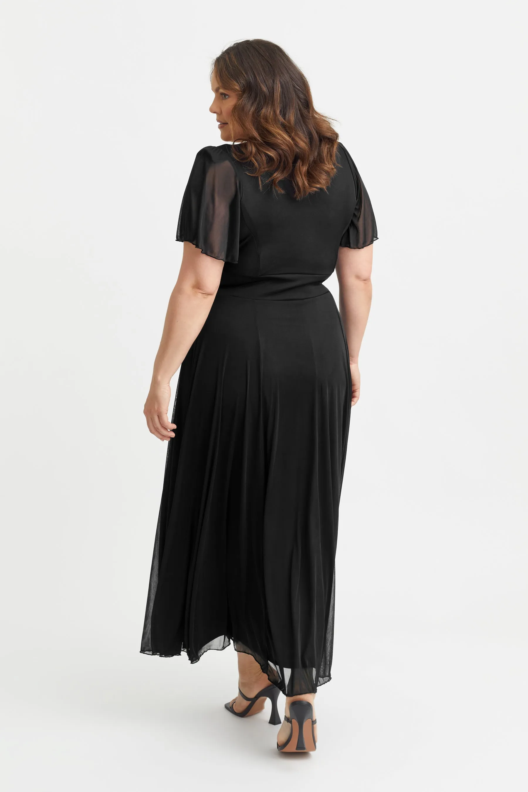 Kemi Black Bolero Wrap Bodice Maxi Gown