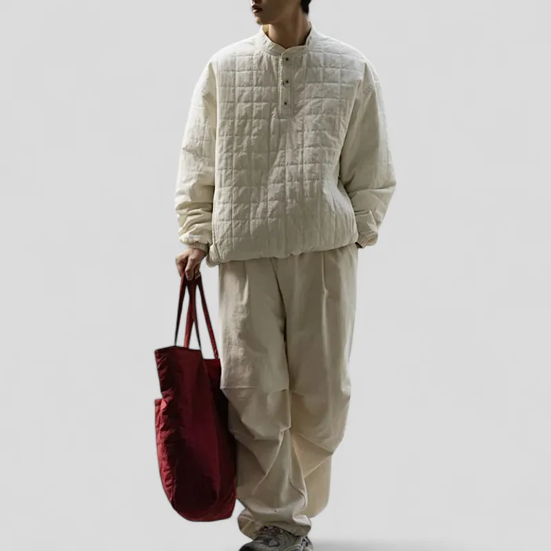 Light weight quilted woven sweat shirt