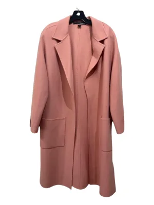 Linda Allard Ellen Tracy Size 4 Pink Wool Blend Open Front Pockets Trench Coat