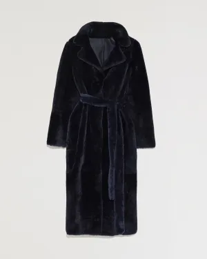 Long reversible coat in lacon lambskin