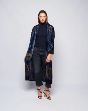 long velvet jacket - lapis/ nile