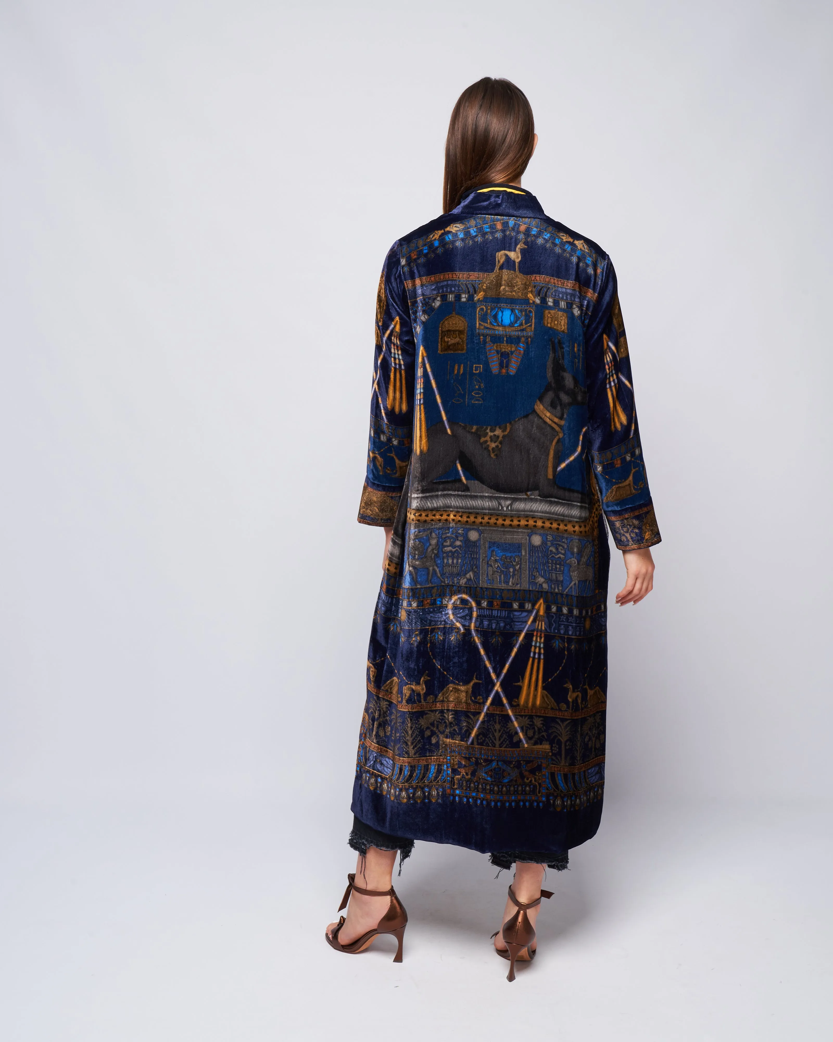 long velvet jacket - lapis/ nile