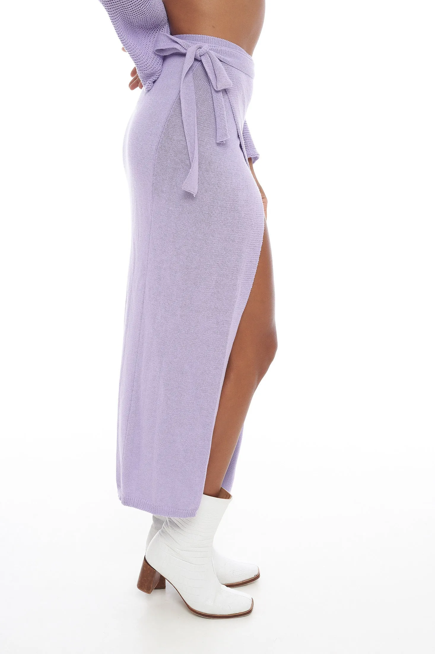 Luna Knitted Maxi Wrap Skirt - Pastel Purple