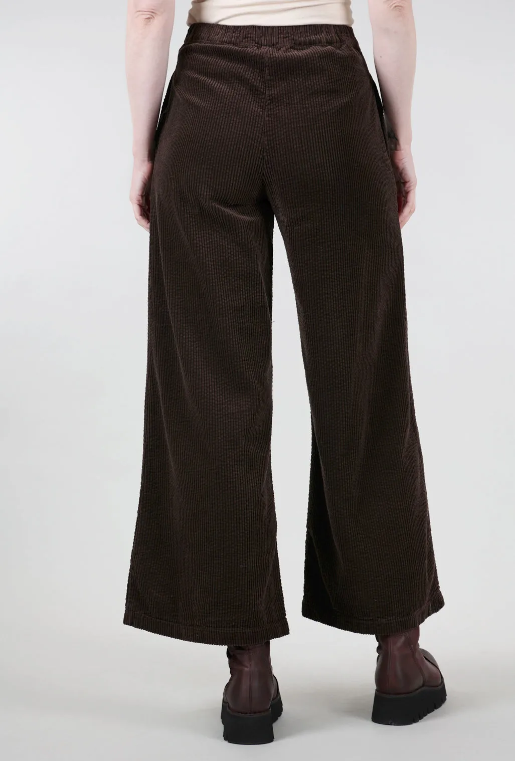 Luxe Cord Wide Leg Zip Pant, Mahogany