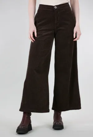 Luxe Cord Wide Leg Zip Pant, Mahogany