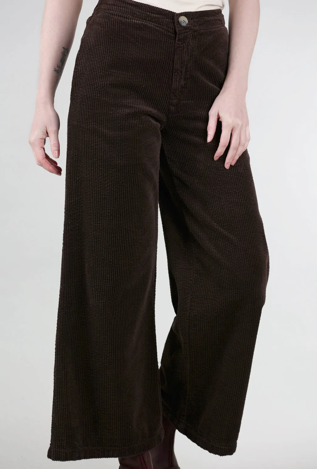 Luxe Cord Wide Leg Zip Pant, Mahogany