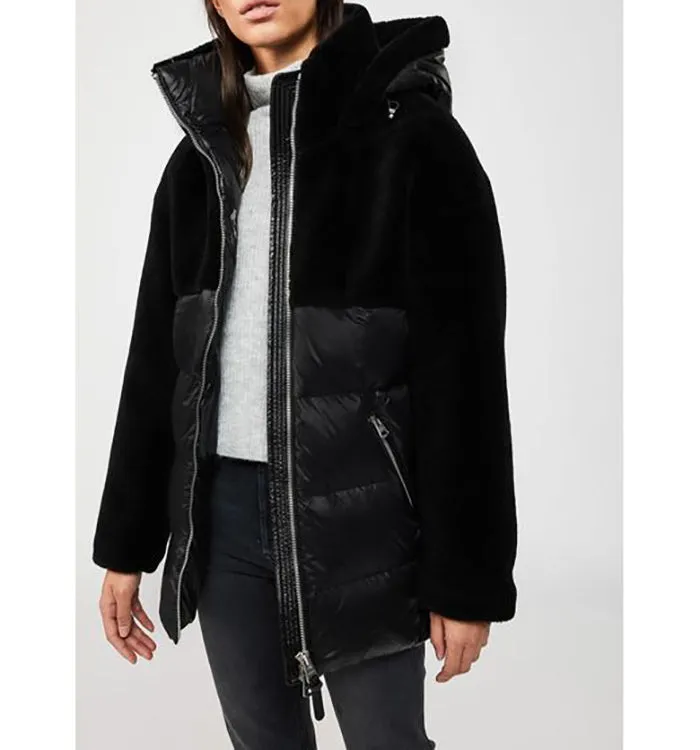 Mackage Junia Black Wool and Down Puffer Parka Coat - XS