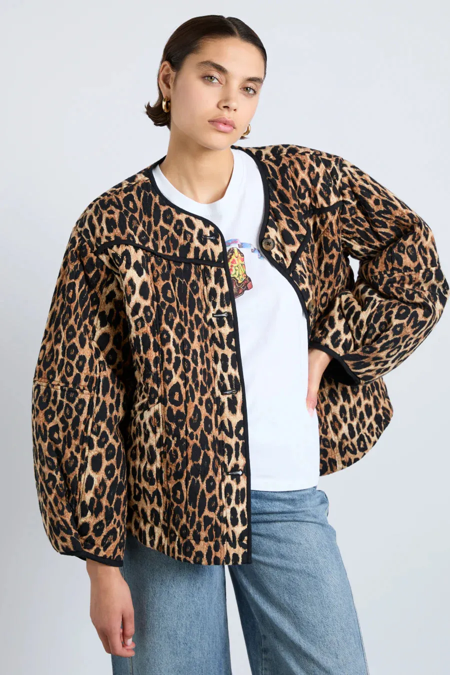 Macy Quilted Jacket Leopard