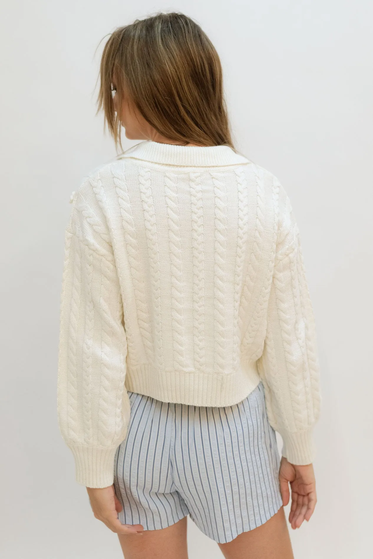 Marcie Flower Knit Sweater - White