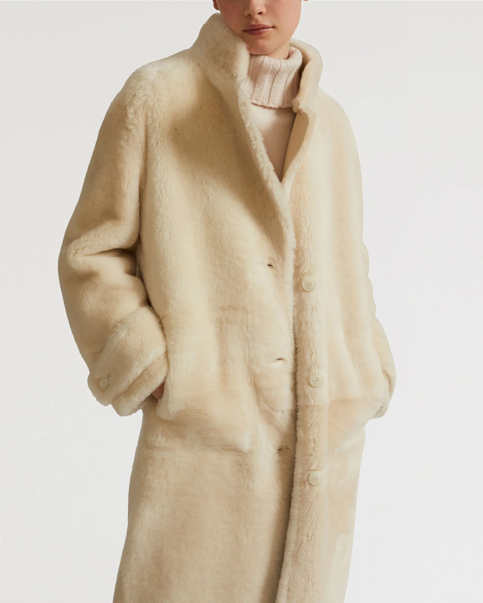 Merino officer shearling coat