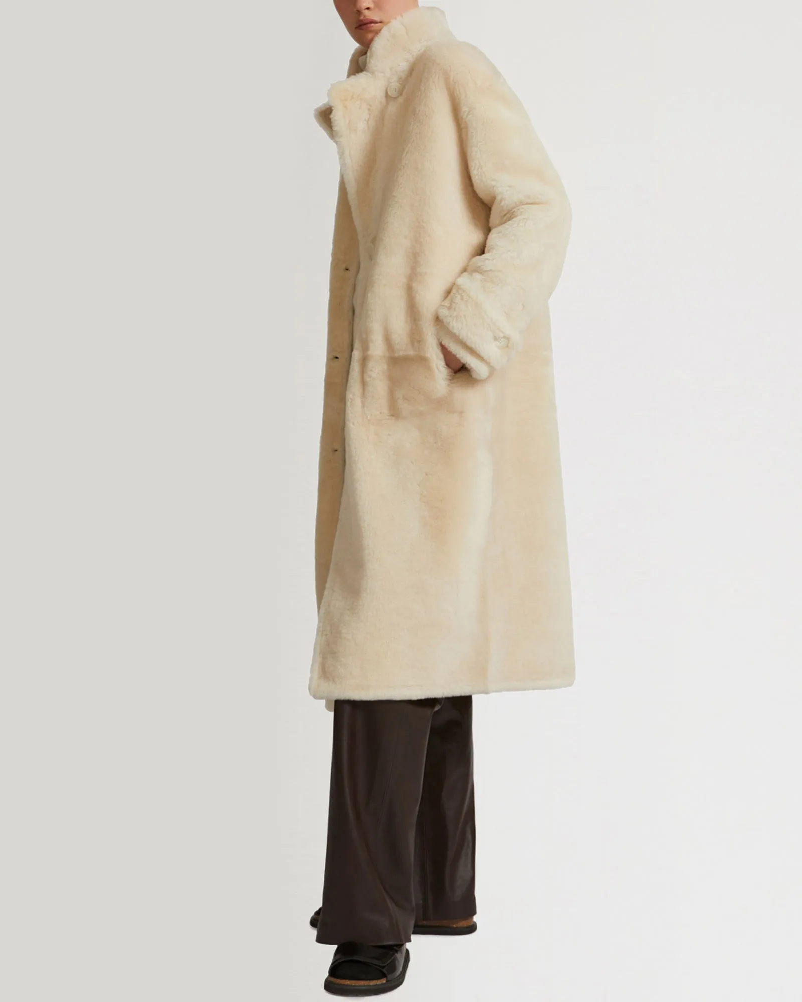 Merino officer shearling coat