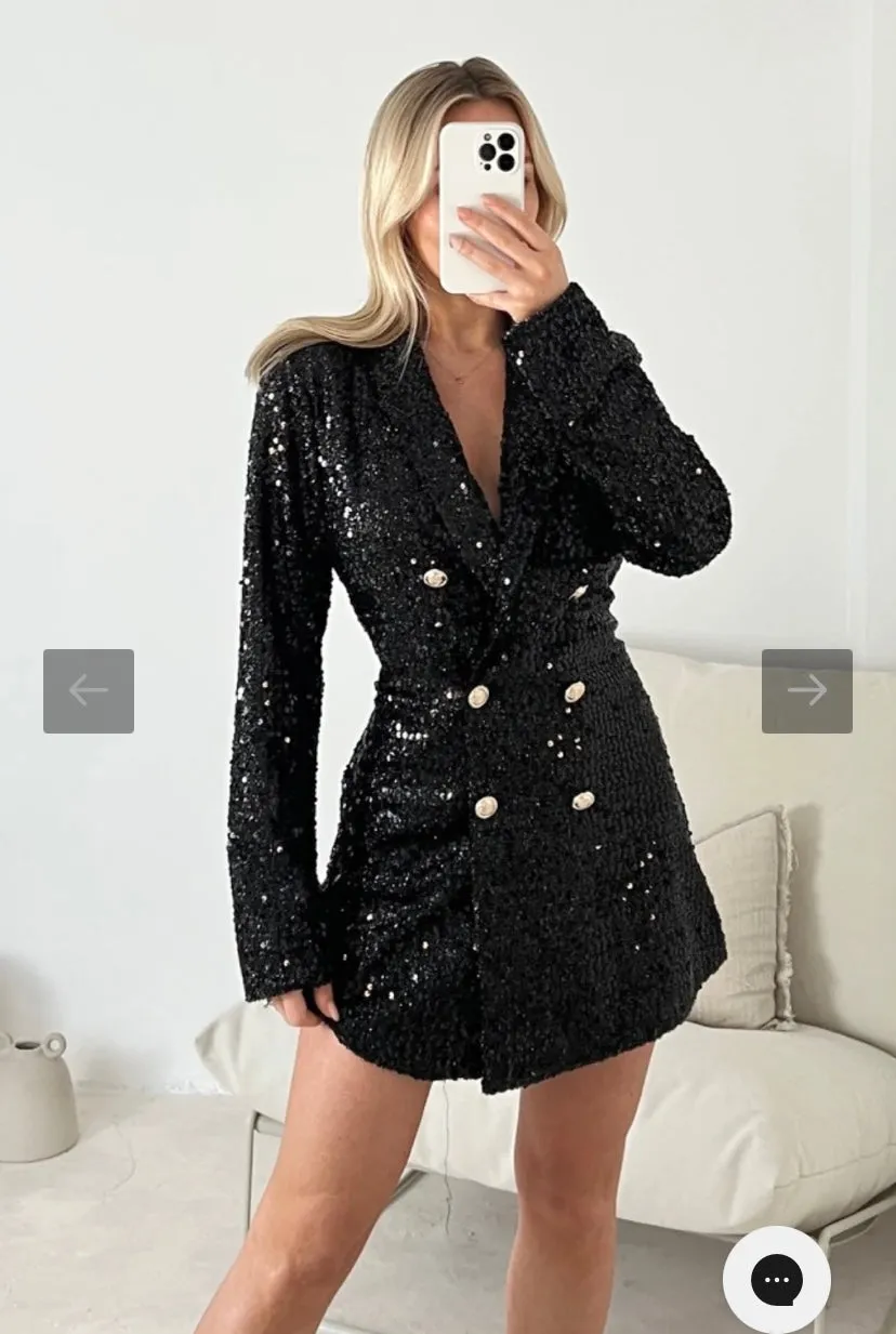 MILLY BLACK SEQUIN EMBELLISHED BLAZER