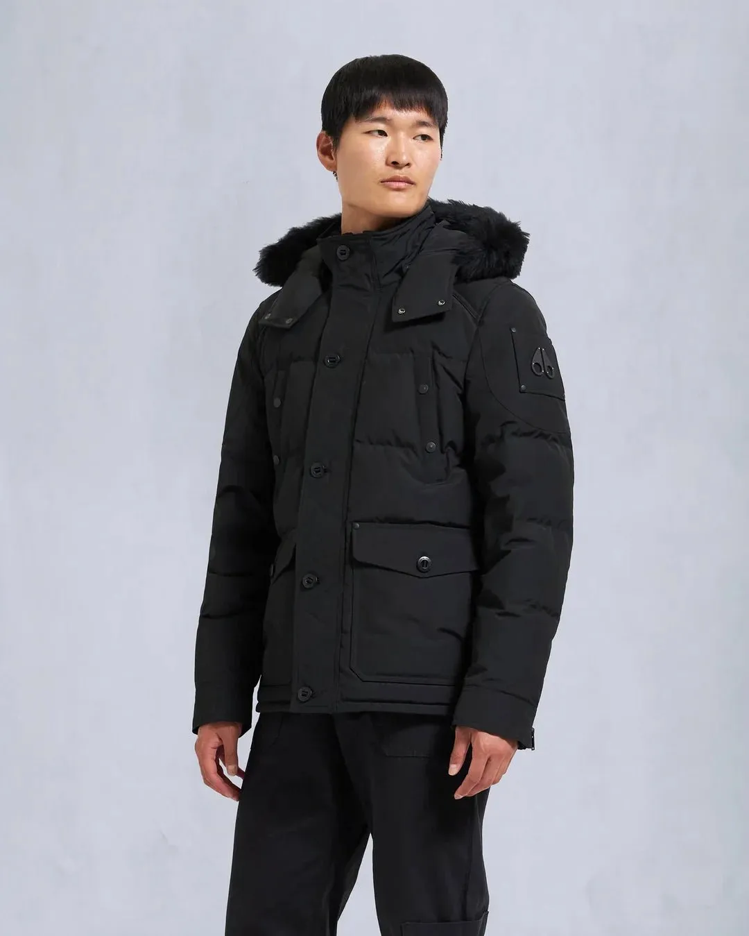 MOOSE KNUCKLES - ONYX ROUND ISLAND SHEARLING DOWN JACKET - M33MJ122S